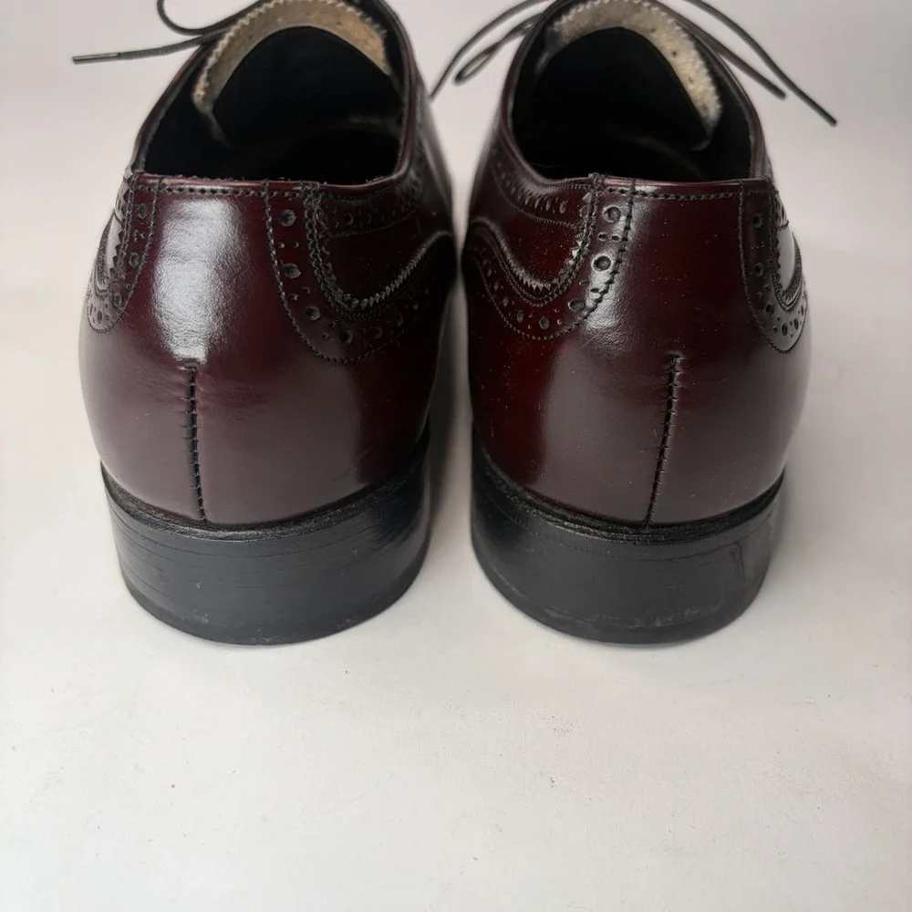 VTG French Shriner Men's 9.5 Burgundy Leather Dress Shoes Oxford Made in Italy